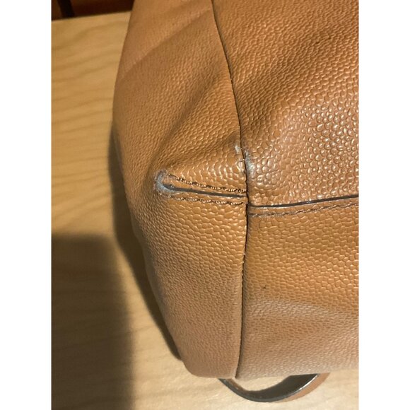 Henri Bendel Carlyle Satchel Pebbled Leather Carmel Handles & Crossbody Strap - Picture 10 of 14